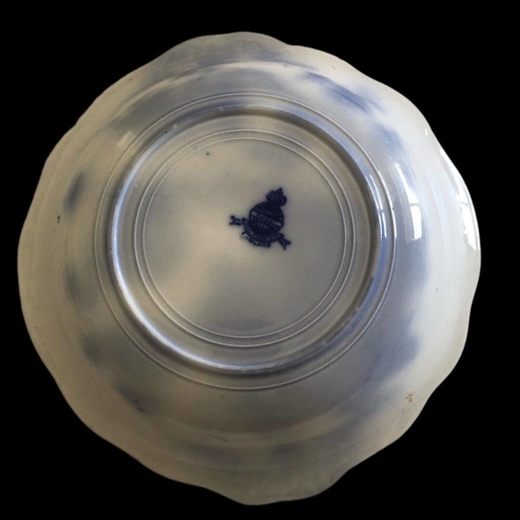 Antique James Kent China 10-1/2" Flow Blue Serving Bowl Grapevine Ivy Circa 1910 - Picture 6 of 12